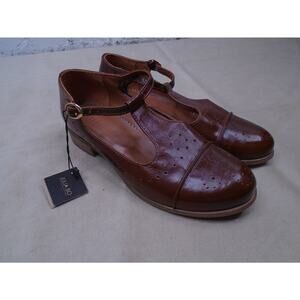 Julia Bo Oxford Shoes Womens 36 Brown Leather Gatsby Lace Up Preppy Brogue Retro